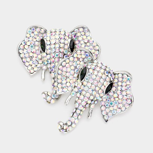 Rhinestone Sparkle Embellished Elephant Earrings - NEW - Picture 2 of 3